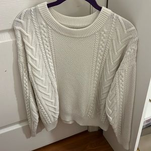 White cable knit sweater